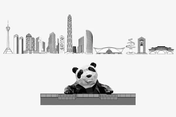 成都建筑物和代表免抠