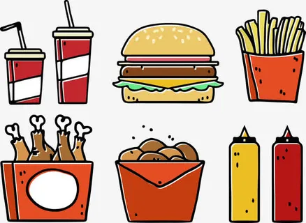 汉堡炸鸡可乐薯条套餐免抠