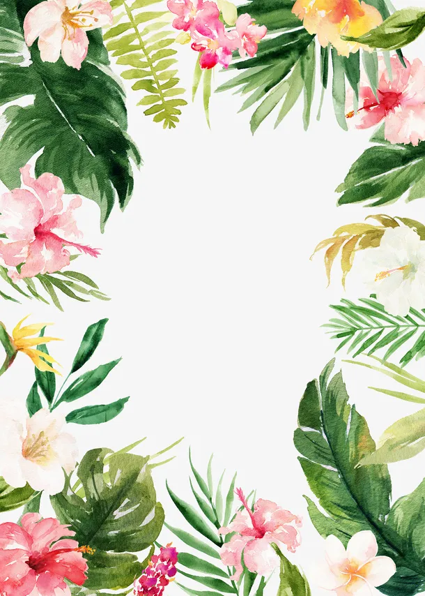 唯美的花朵边框手绘免抠