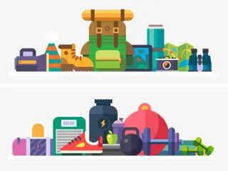 扁平化户外运动免抠