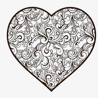 复古花纹爱心矢量图免抠