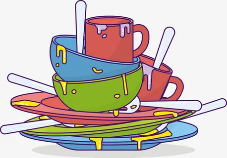 清理碗盘矢量免抠
