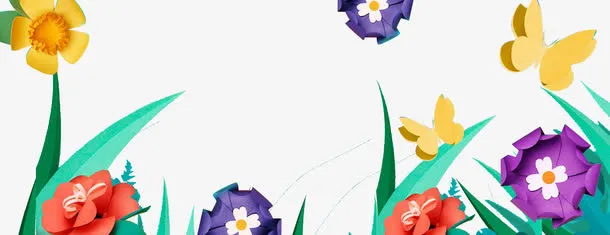 立体彩色纸花装饰边框纹理免抠