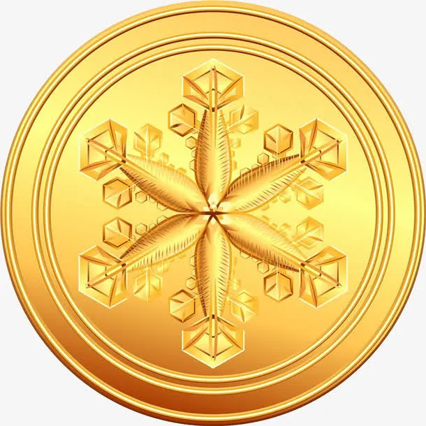 雪花图案硬币免抠