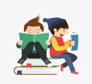 卡通学习图书馆广告元素免抠