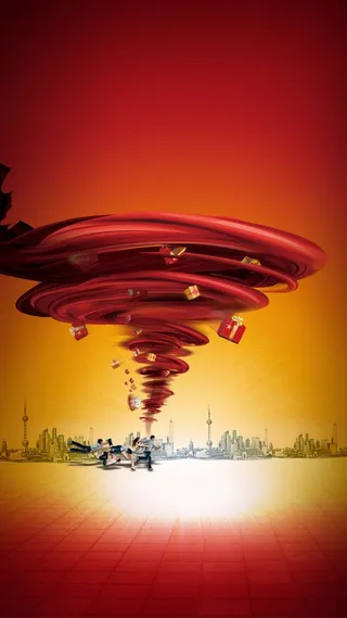 红色都市龙卷风商业H5背景高清