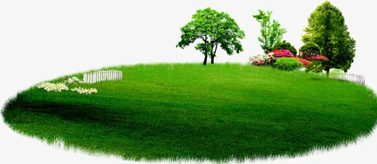 春天环保清新大树草地免抠