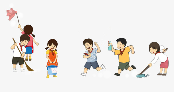 五一劳动节可爱人物插图打扫卫生免抠