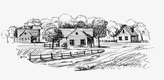 手绘农村房子风景免抠手绘/卡通手绘元素