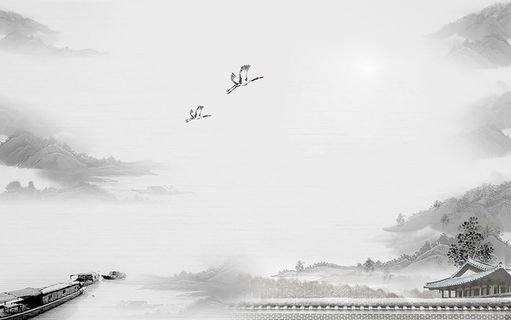 大雁古典古风古人山水画背景图高清