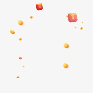 金黄色金蛋红色红包金币免抠