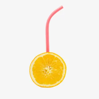 插着吸管的橙子免抠