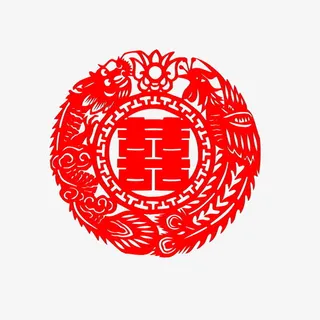 喜字龙凤图案免抠