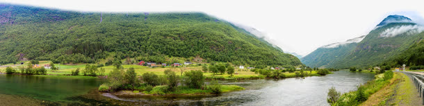 山峡之间的河流全景高清摄影图片免抠