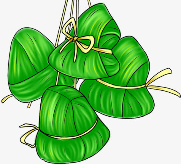 手绘绿色粽子节日免抠