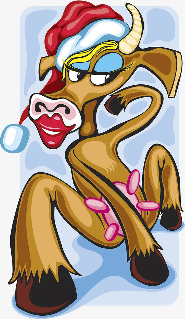 卡通圣诞麋鹿人物形象免抠