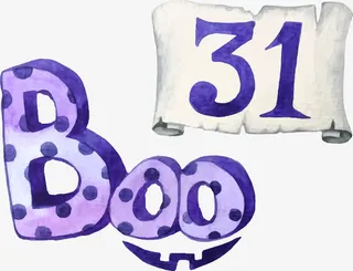 水彩万圣节元素矢量素材免抠