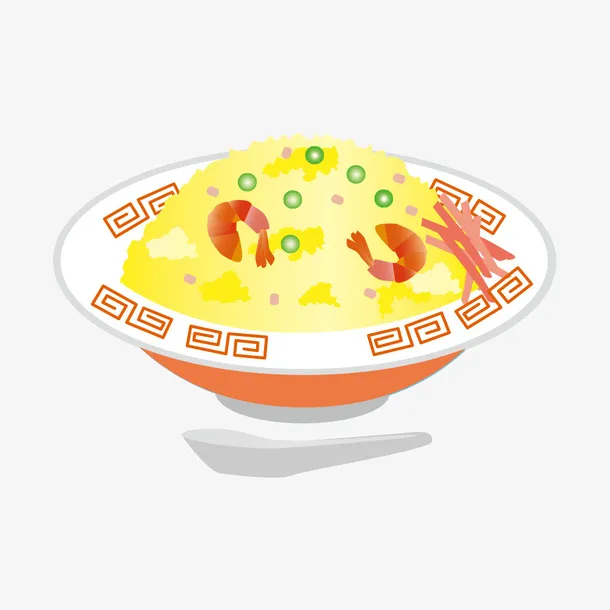 卡通简约美食装饰广告设计炒饭免抠
