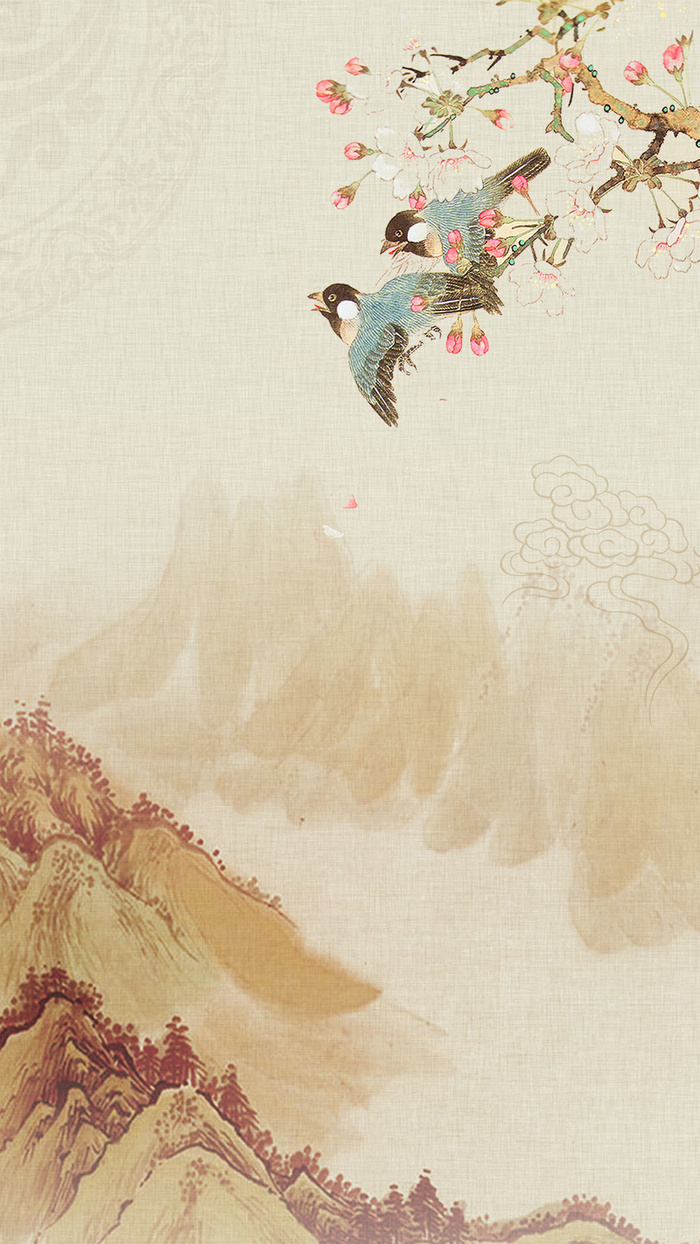 中国风传统山水春天主题广告高清