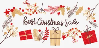 圣诞树枝横幅免抠