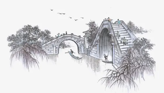 水墨桥梁免抠