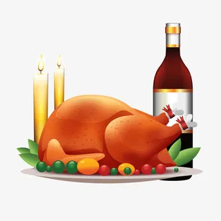 扁平化感恩节食物火鸡素材免抠
