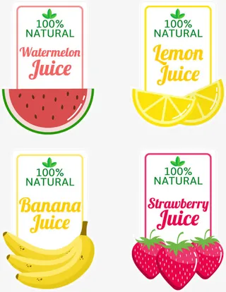 矢量手绘水果标签免抠