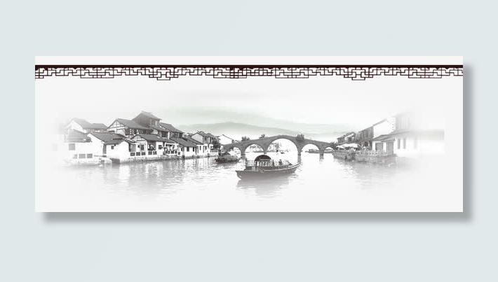 唯美意境水墨江南建筑免抠