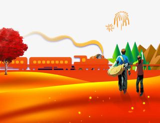 春运卡通手绘人物psd分层图免抠