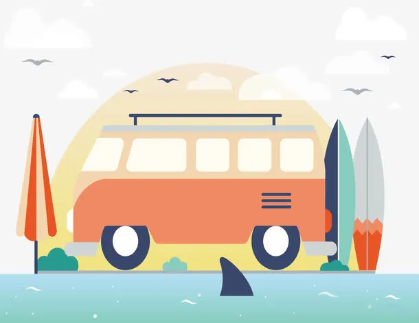 矢量图旅游车免抠