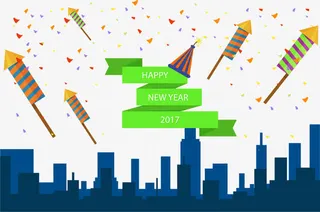 旋转彩带新年海报免抠