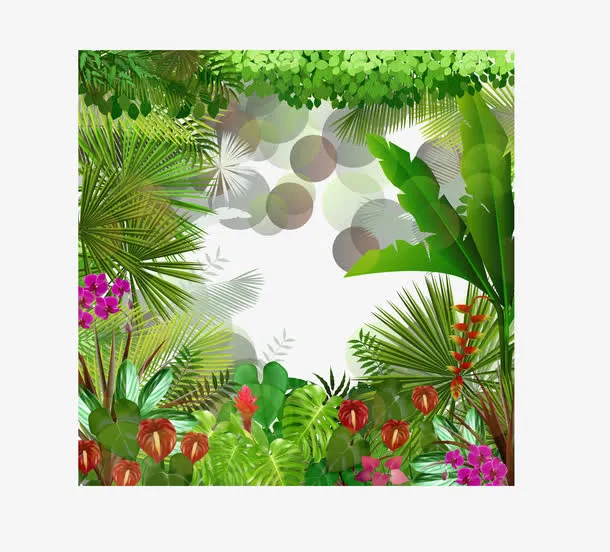 矢量热带树边框免抠
