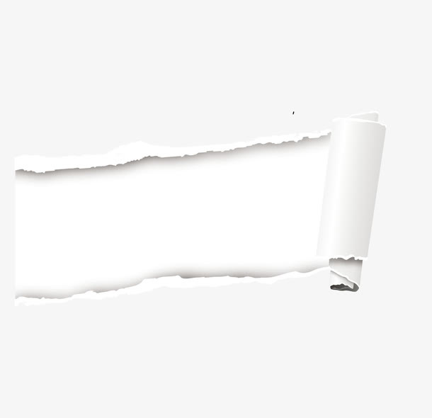 白色撕碎卷轴免抠