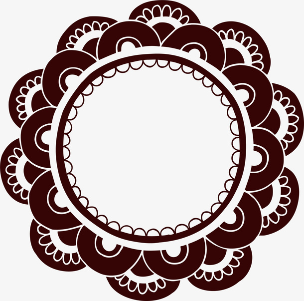 棕色花朵框架免抠