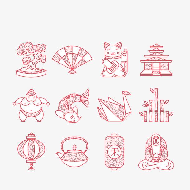 日本风卡通物件集合免抠