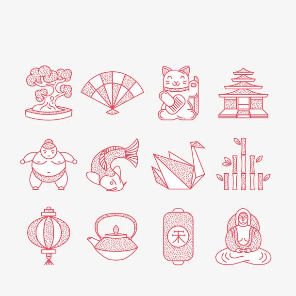 日本风卡通物件集合免抠