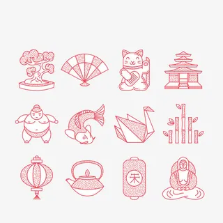 日本风卡通物件集合免抠