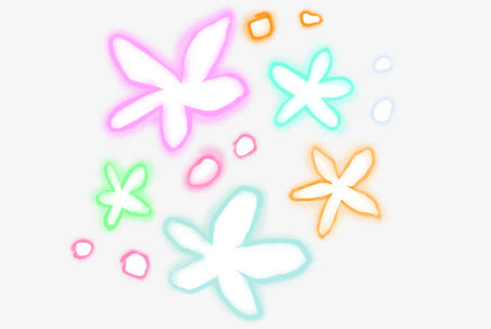 手绘彩色光效花朵装饰免抠
