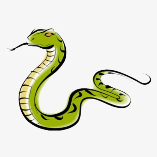 传统水墨绿色蛇免抠