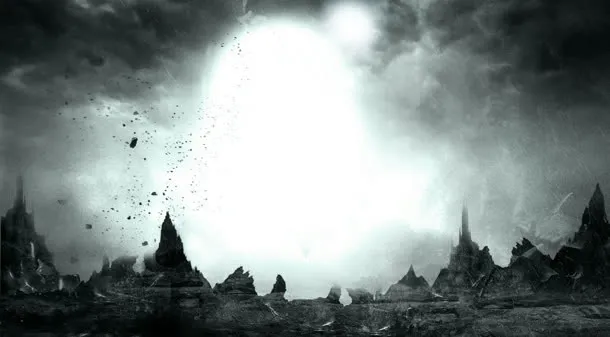 灰色风景粉尘爆发免抠