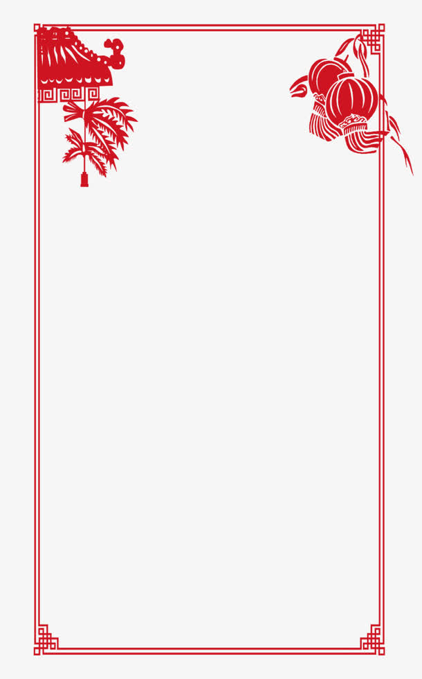 红色中国风灯笼屋檐免抠