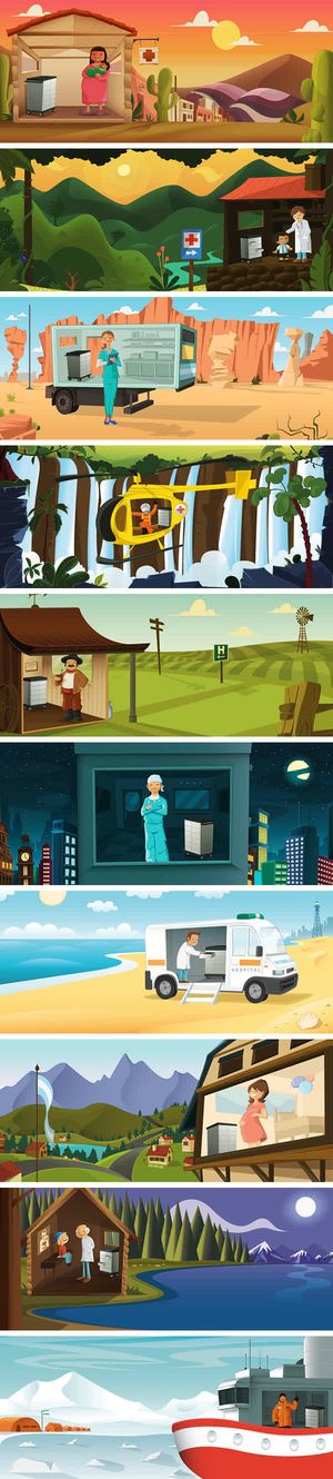 手绘卡通医务办公免抠