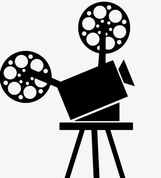 老式复古电影交卷放映机剪影免抠