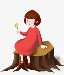 卡通小女孩海报人物装饰免抠