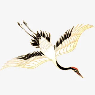 国风插画白鹤免抠