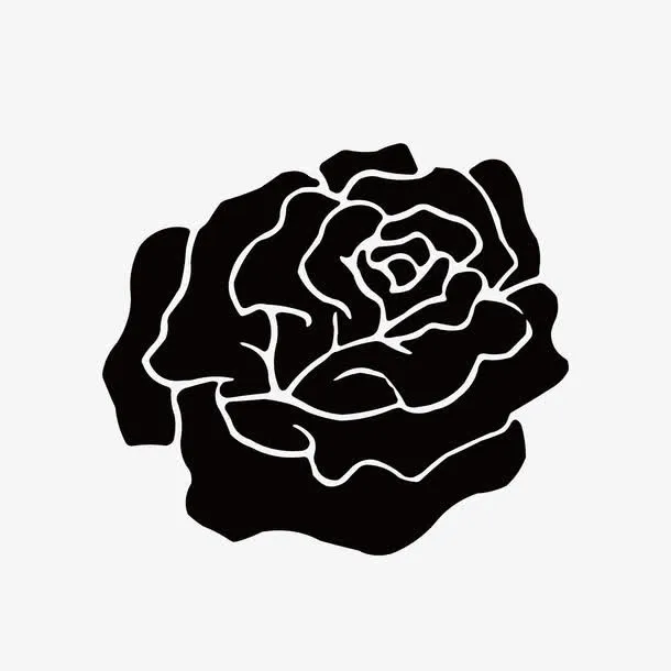 黑色手绘花卉浪漫简约矢量图免抠