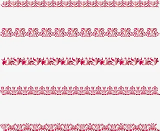 红宝石色欧式花藤边框免抠
