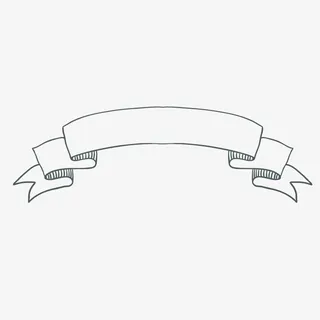 手绘简约丝带标题框免抠