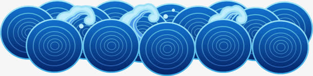 蓝色卡通可爱圆形波浪免抠