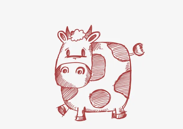 矢量手绘小牛免抠